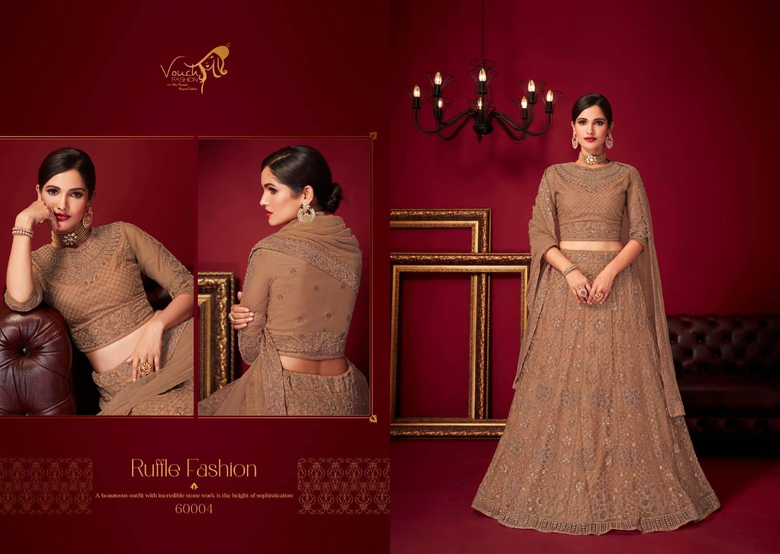 Saniya vol-2 by vouche 60002 To 60004 Series Festive Wear Collection Beautiful Stylish Colorful Fancy Party Wear & Occasional Wear Chinnon/Georgette Lehengas At Wholesale Price